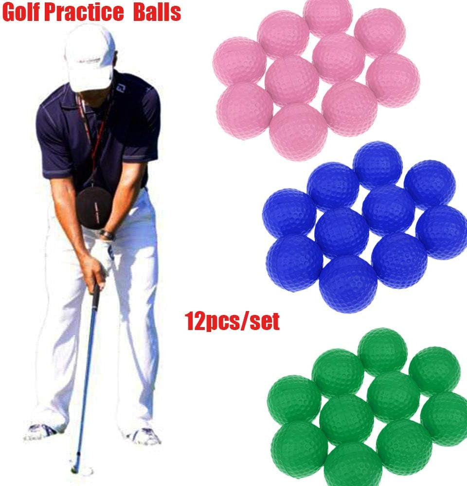 12PCS Foam Practice Golf Balls,Foam Golf Practice Balls,Practice Golf Balls,Foam Practice Golf Balls Yellow Green Orange Golf Training Balls Outdoor,Pink