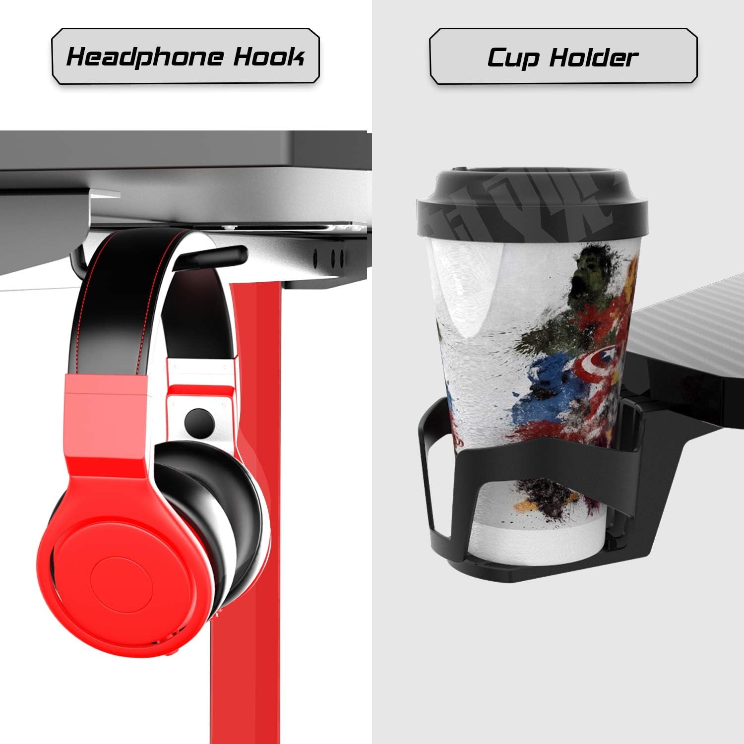 VITESSE 55 Inch Gaming Desk, Gaming Computer Desk, PC Gaming Table, T Shaped Racing Style Proitessfessional Gamer Game Station with Mouse Pad, USB Gaming Handle Rack, Cup Holder Headphone Hook