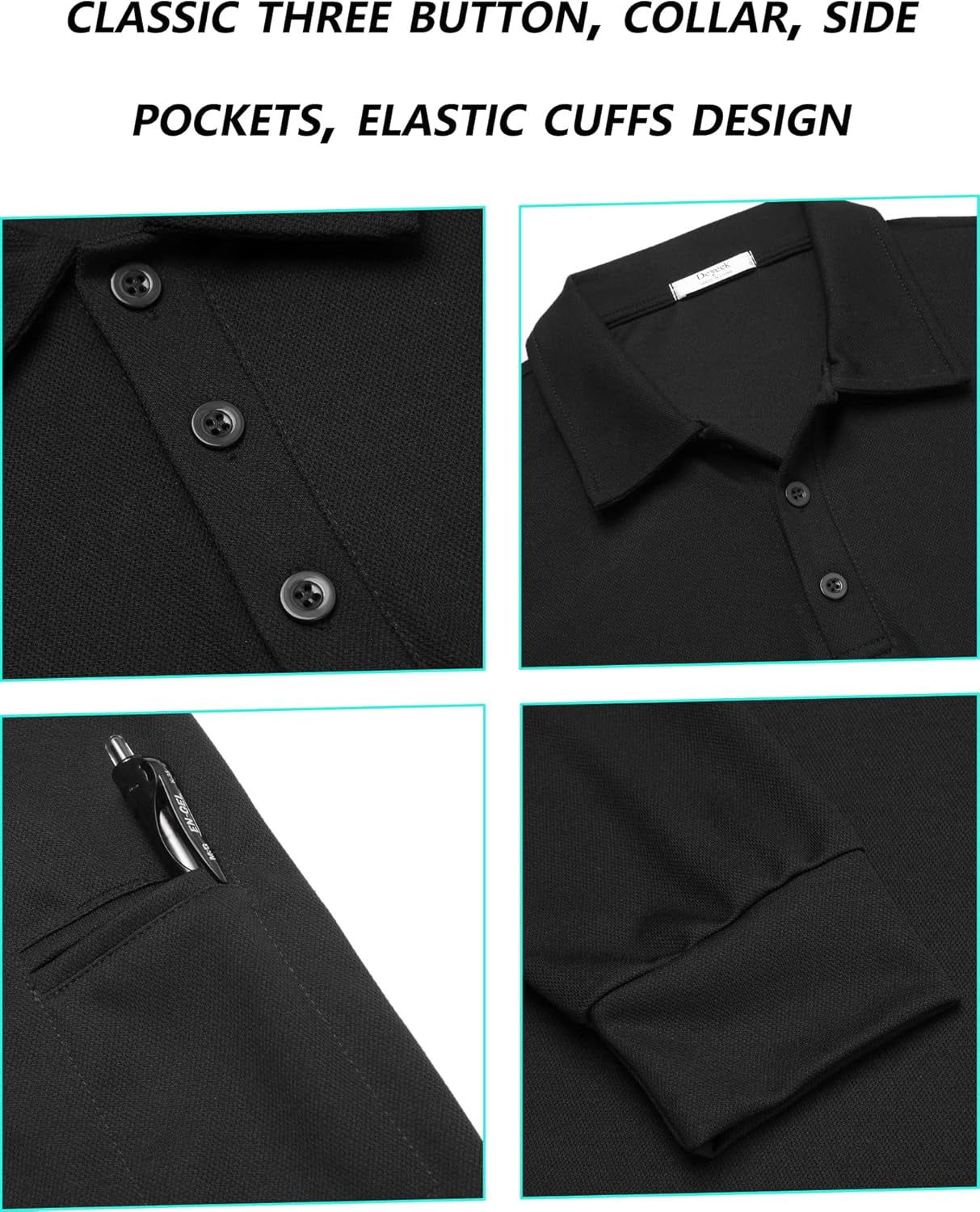 Men'S Polo Shirts Long Sleeve Golf Polo Shirts for Men Quick Dry UPF 50+ Sun Protection Polos Casual Collared Shirts