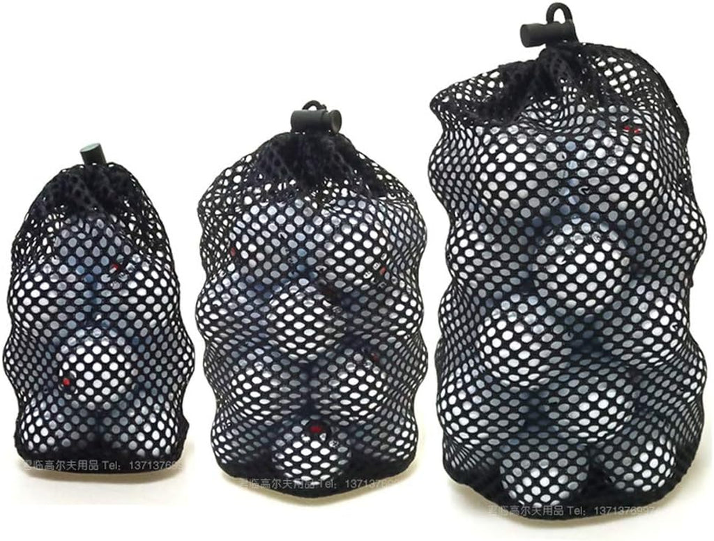 Golf Ball Bags,Lightweight Black Nylon Golf Ball Bags Golf Mesh Bag Golf Storege Bag Drawstring Pouch Golf Accessories(L)