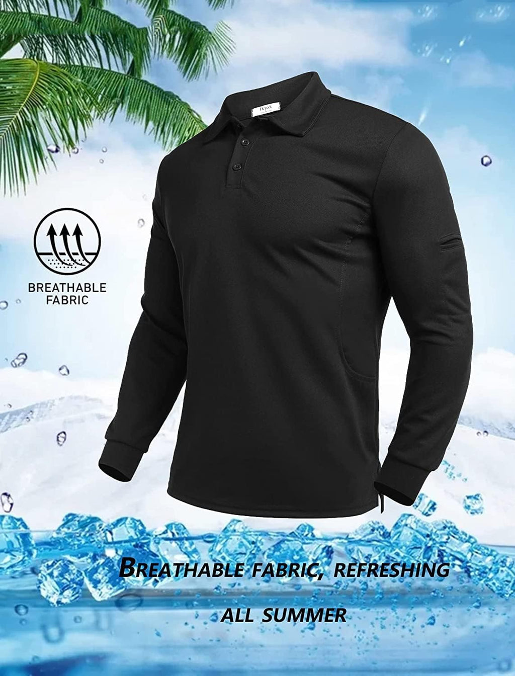 Men'S Polo Shirts Long Sleeve Golf Polo Shirts for Men Quick Dry UPF 50+ Sun Protection Polos Casual Collared Shirts